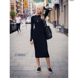 COS black midi ribbed dress